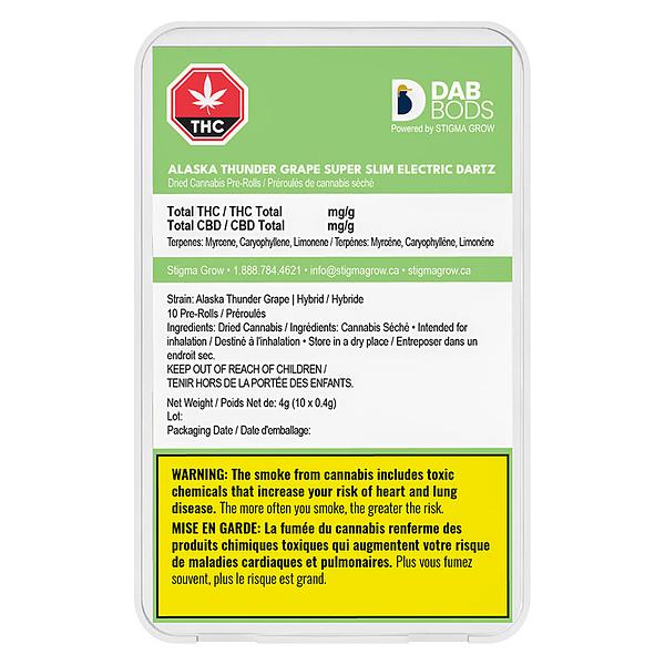 Dab Bods - Alaska Thunder Grape Electric Dartz Super Slim Pre Roll