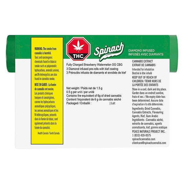 Spinach - Fully Charged Strawberry Watermelon Og Cbg Infused Pre Roll image 3