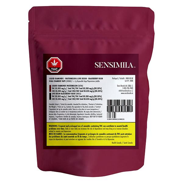 Sensimila - Liquid Diamond & Live Rosin Dual Chamber Disposable Vape