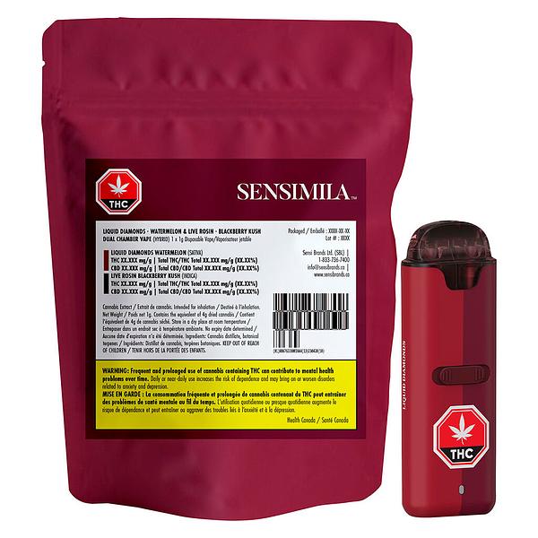 Sensimila - Liquid Diamond & Live Rosin Dual Chamber Disposable Vape
