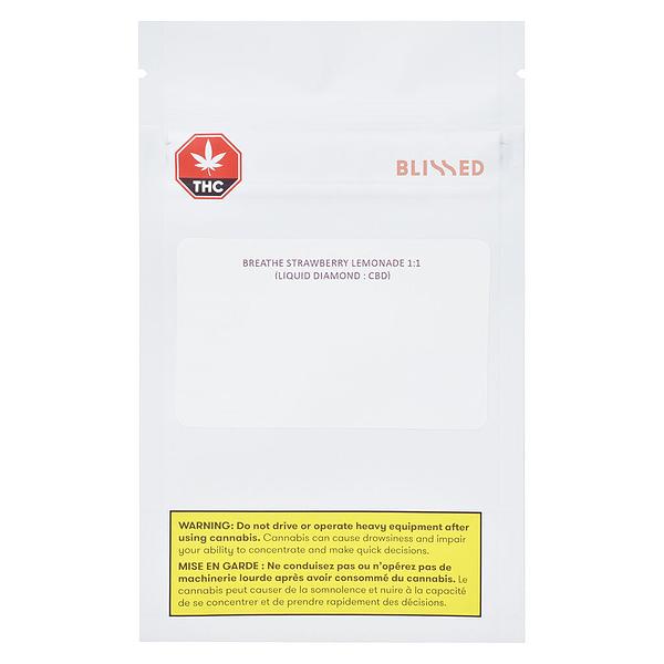 Blissed - Breathe Strawberry Lemonade 1:1 (Liquid Diamond : Cbd) 510 Thread Cartridge image 2