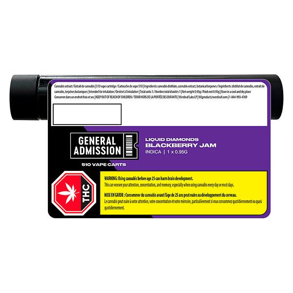 General Admission - Blackberry Jam Liquid Diamond 510 Thread Cartridge