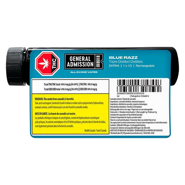 General Admission - Blue Razz Sativa Rechargeable All-In-One Vape image 3