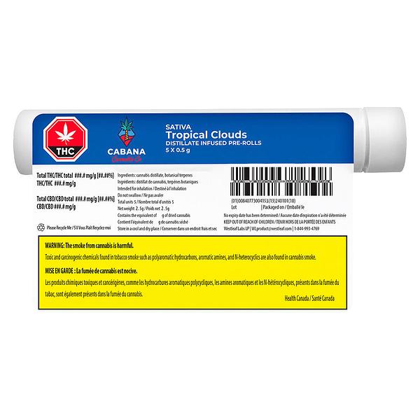 Cabana Cannabis Co. - Tropical Clouds Sativa Distillate Infused Pre-roll image 3